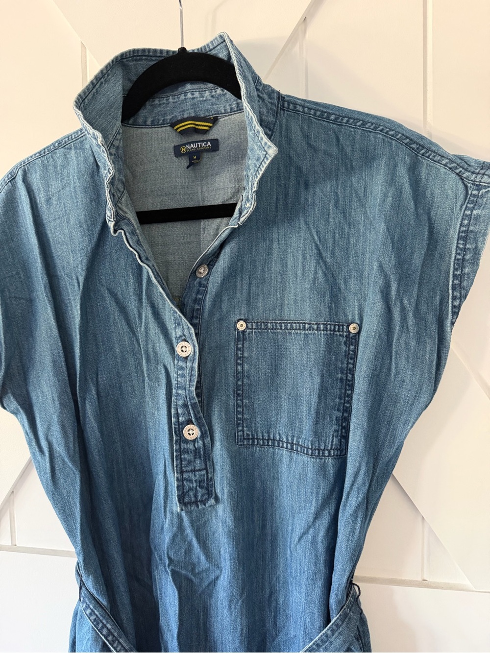 Nautica Washed Blue Denim Shirt Dress with Belt - Picture 2 of 5